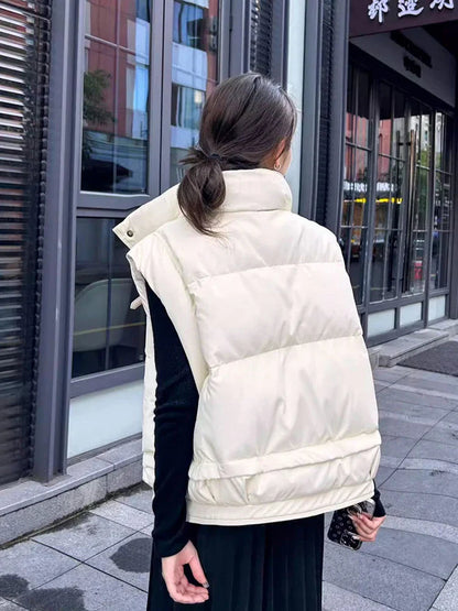 Wanda Down Vest | Cropped Boxy, PU Shell