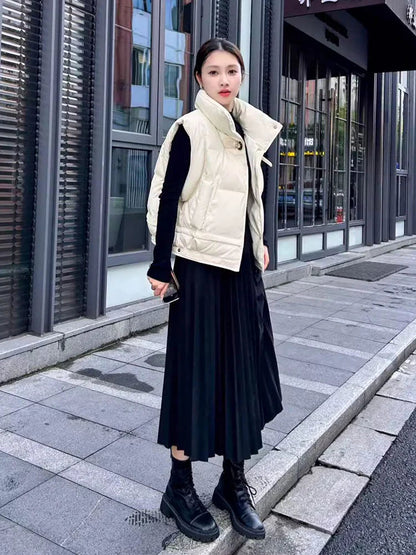 Wanda Down Vest | Cropped Boxy, PU Shell