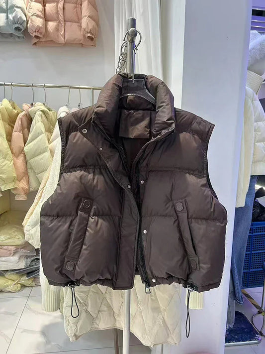 Wanda Down Vest | Stand Collar, Duck Down