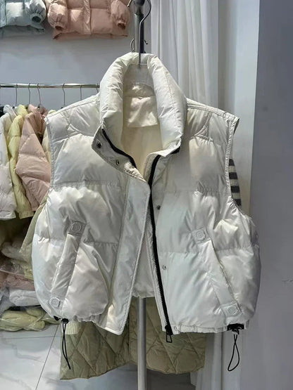 Wanda Down Vest | Stand Collar, Duck Down