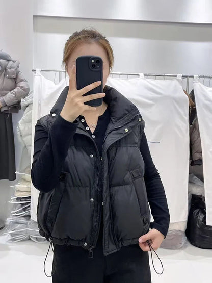 Wanda Down Vest | Stand Collar, Duck Down