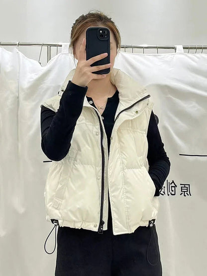 Wanda Down Vest | Stand Collar, Duck Down