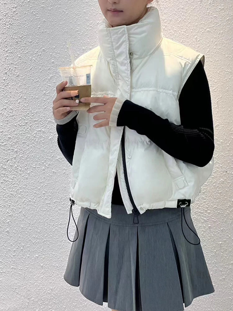 Wanda Down Vest | Stand Collar, Duck Down