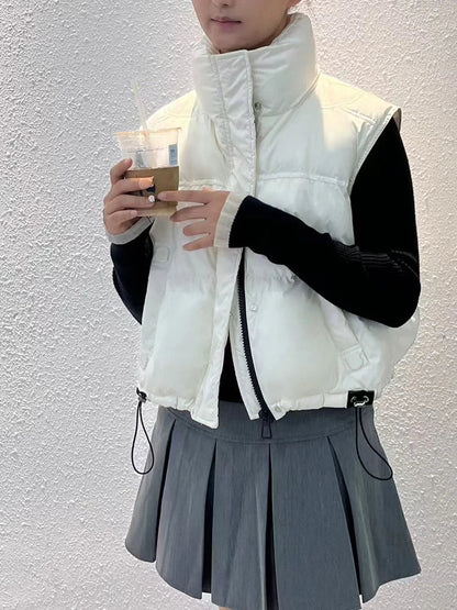 Wanda Down Vest | Stand Collar, Duck Down