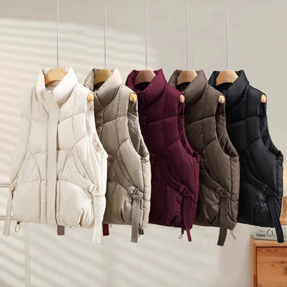 Wanda Puffer Vest | Quilted High Collar, Polyester
