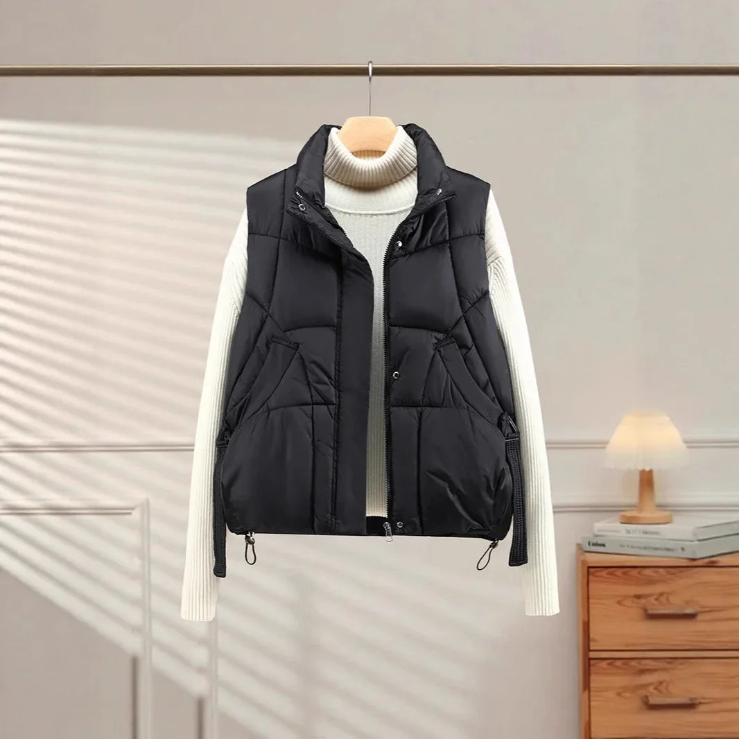 Wanda Puffer Vest | Quilted High Collar, Polyester