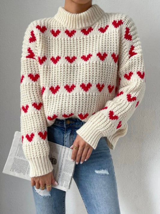 Wanda Pullover | Chunky Knit, Heart Jacquard