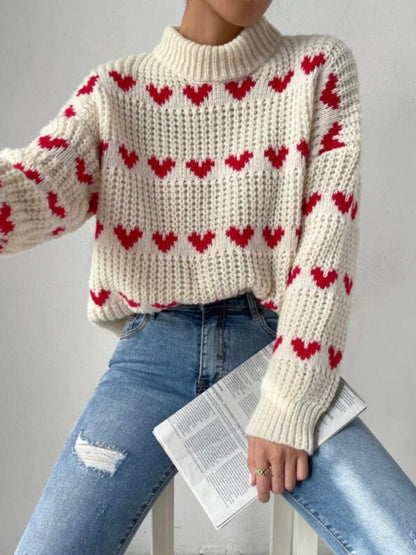 Wanda Pullover | Chunky Knit, Heart Jacquard
