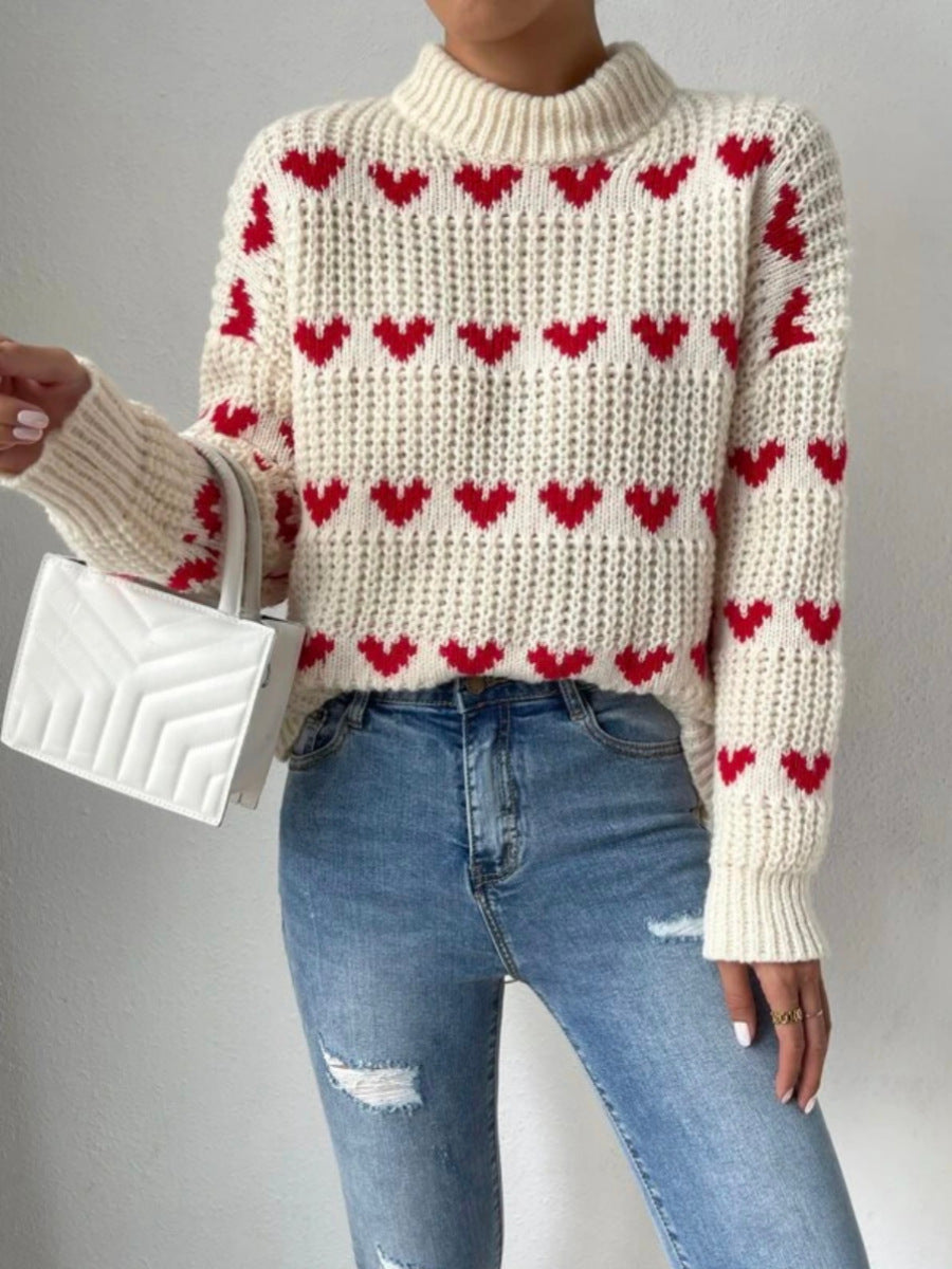 Wanda Pullover | Chunky Knit, Heart Jacquard