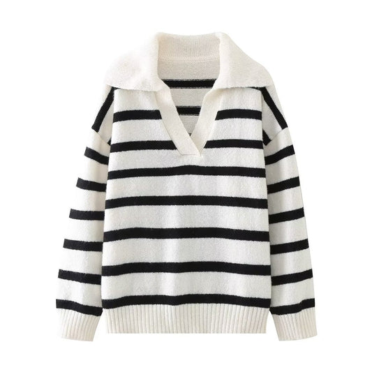 Wanda Striped Sweater | V-Neck, Relaxed Fit