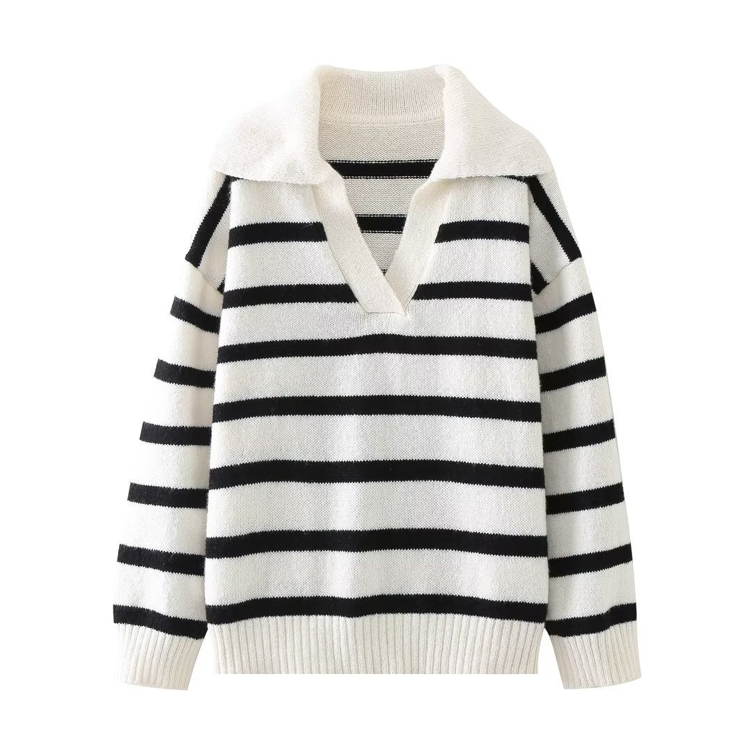 Wanda Striped Sweater | V-Neck, Relaxed Fit