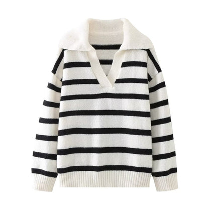Wanda Striped Sweater | V-Neck, Relaxed Fit