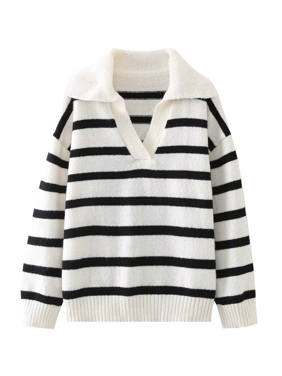 Wanda Striped Sweater | V-Neck, Relaxed Fit