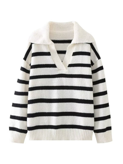 Wanda Striped Sweater | V-Neck, Relaxed Fit
