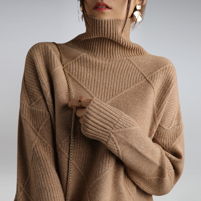 Wanda Turtleneck Sweater | Cozy Diamond Knit