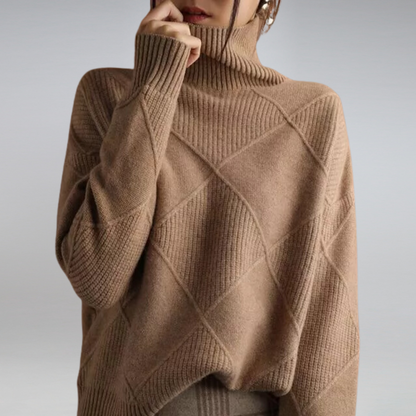 Wanda Turtleneck Sweater | Cozy Diamond Knit