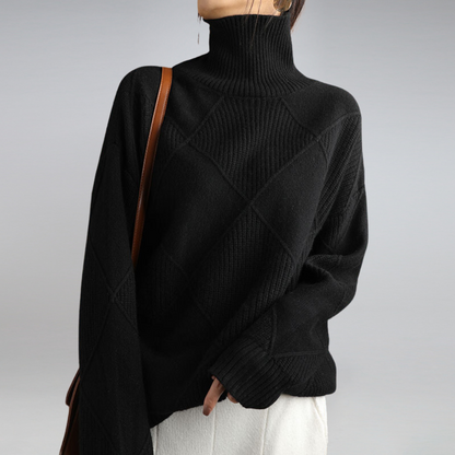 Wanda Turtleneck Sweater | Cozy Diamond Knit