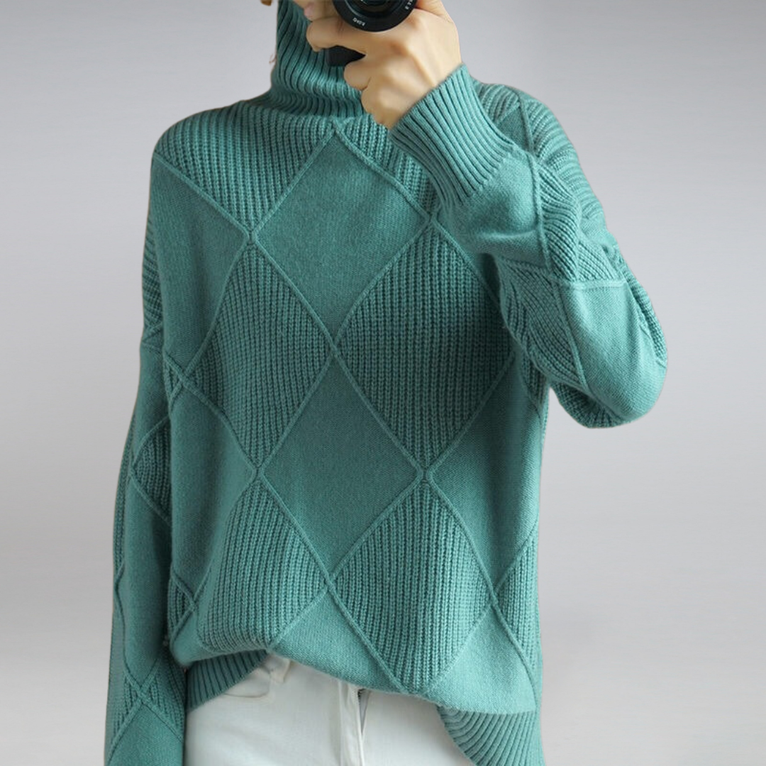 Wanda Turtleneck Sweater | Cozy Diamond Knit