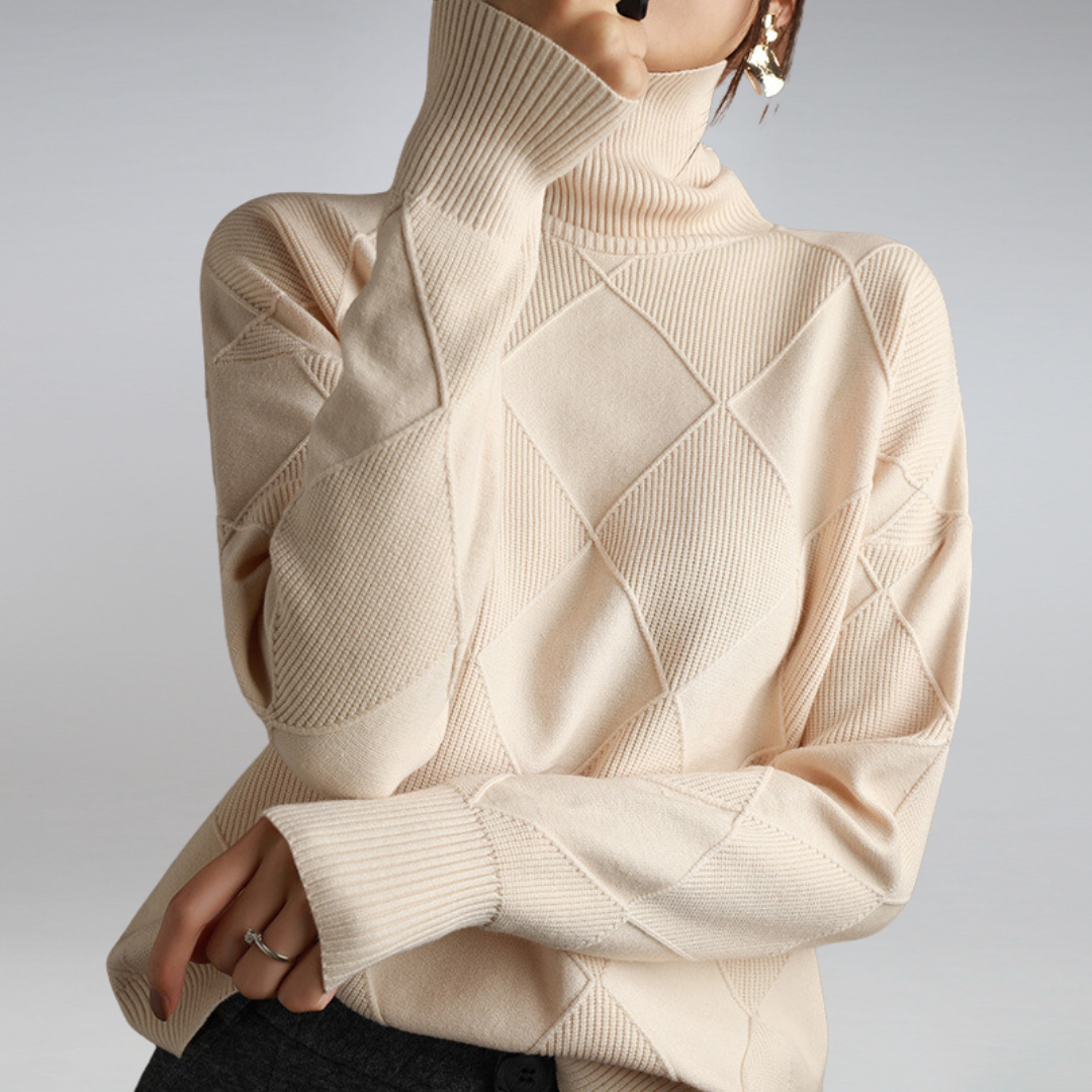 Wanda Turtleneck Sweater | Cozy Diamond Knit