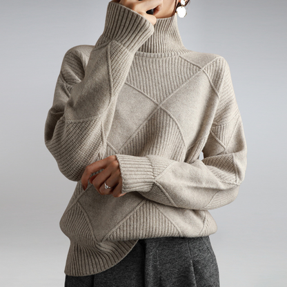 Wanda Turtleneck Sweater | Cozy Diamond Knit
