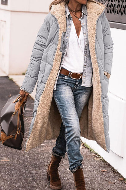 Wara Long Coat | Reversible Quilted Sherpa