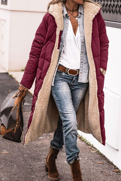 Wara Long Coat | Reversible Quilted Sherpa