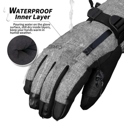Waterproof Ski Gloves with Touchscreen Function – Thermal Snowboard Gloves for Men and Women