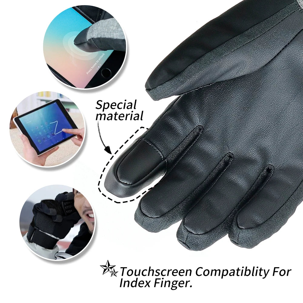 Waterproof Ski Gloves with Touchscreen Function – Thermal Snowboard Gloves for Men and Women