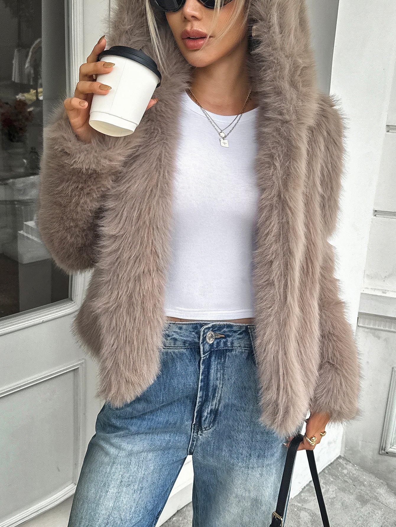 Wava Women's Fleece Jacket | Thick Faux-Fur Collar, Boxy Fit