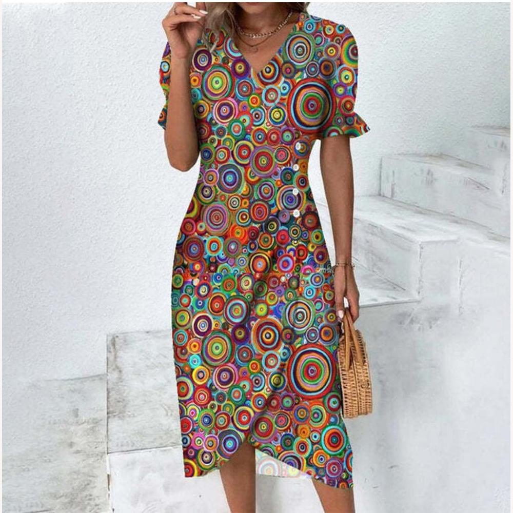 Elegant Long Women's Dress with Buttons in Cotton and Linen – Comfort and Contemporary Style