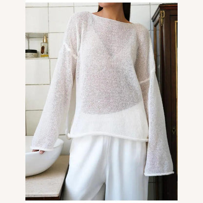 Variant image for Pull Femme Léger en Maille Transparente – Élégance Décontractée, Idéal pour Superpositions, Disponible en Blanc et Rose-6