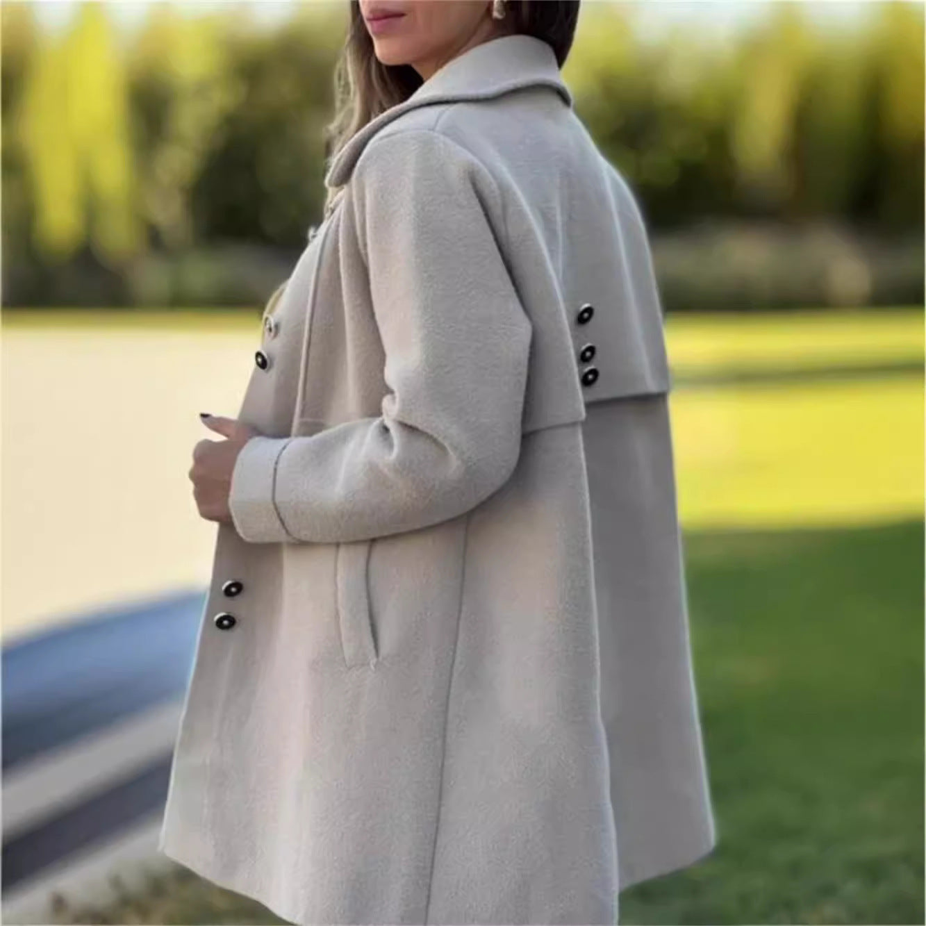 Manteau en laine Willa | Coupe trapèze, polaire polaire