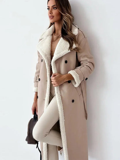Wina Long Coat | Shearling Lined Faux-Leather
