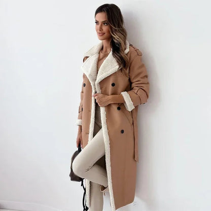 Wina Long Coat | Shearling Lined Faux-Leather
