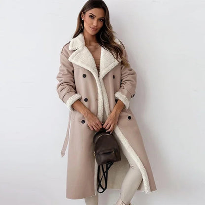 Wina Long Coat | Shearling Lined Faux-Leather