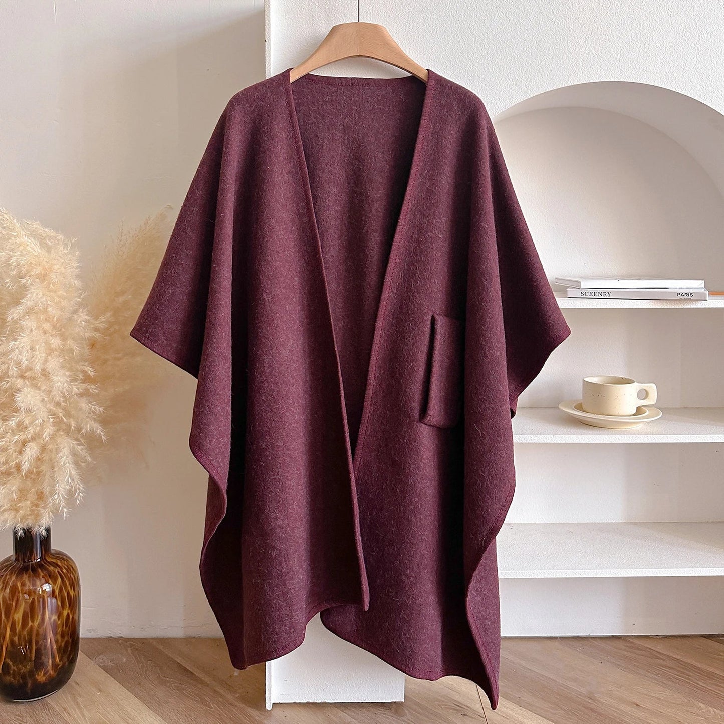 Wina Poncho | Draped Cape with Knot Detail