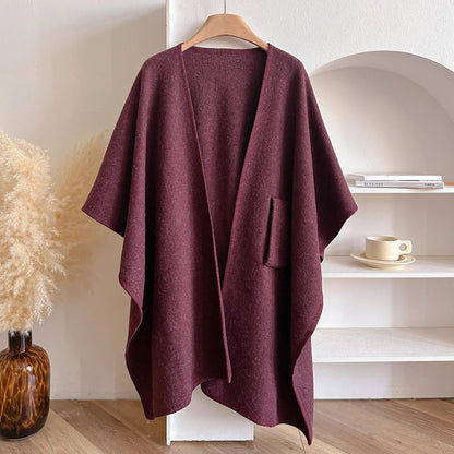 Wina Poncho | Draped Cape with Knot Detail