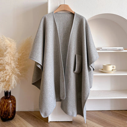 Wina Poncho | Draped Cape with Knot Detail