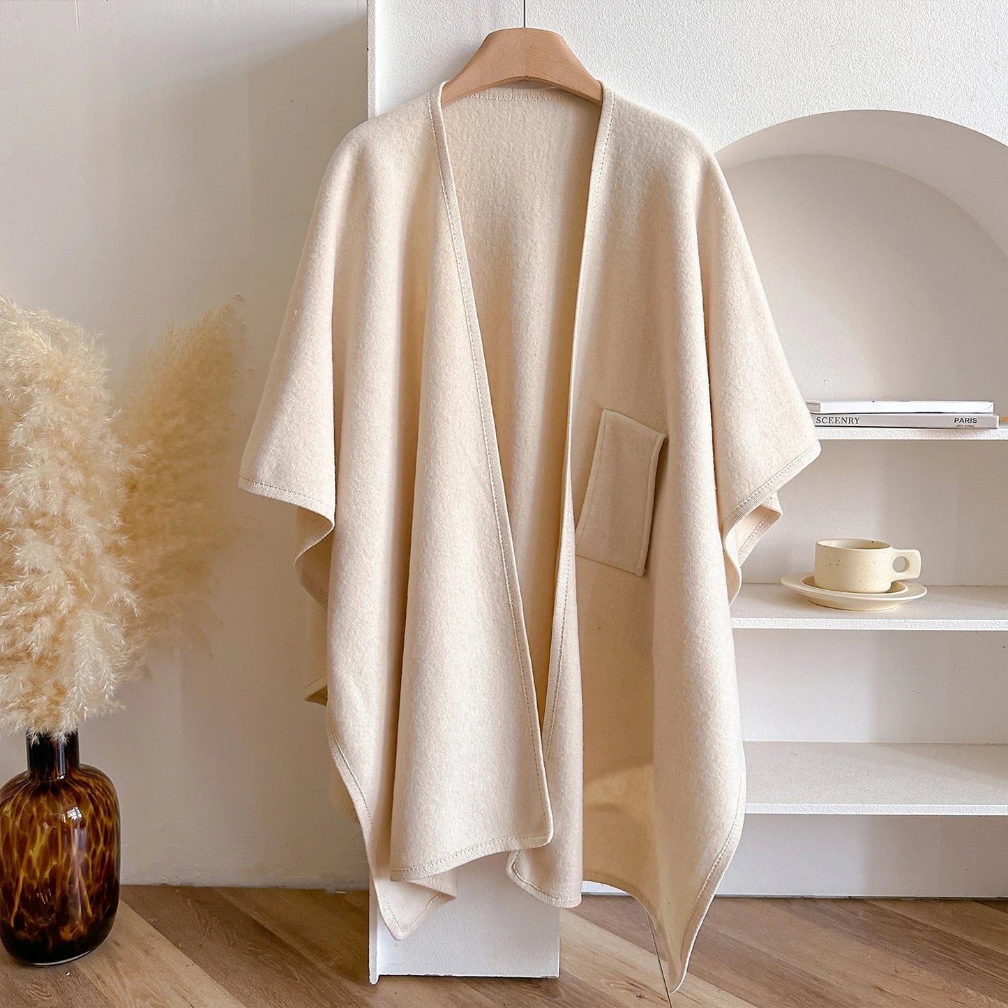 Wina Poncho | Draped Cape with Knot Detail