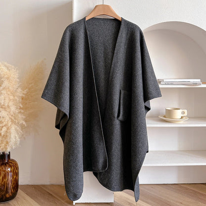 Wina Poncho | Draped Cape with Knot Detail