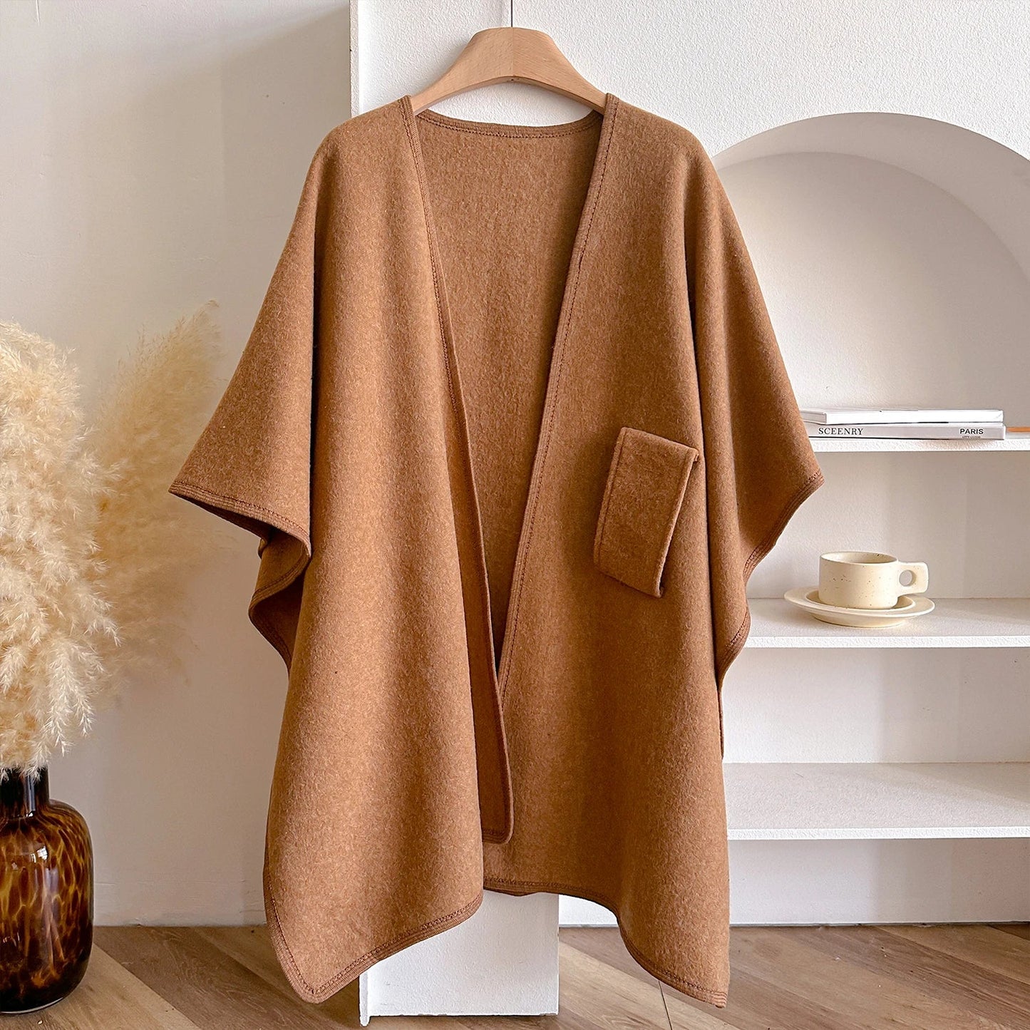 Wina Poncho | Draped Cape with Knot Detail