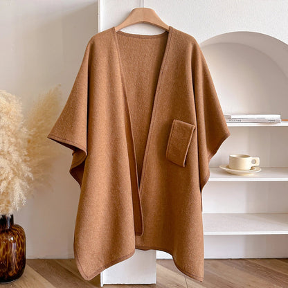 Wina Poncho | Draped Cape with Knot Detail