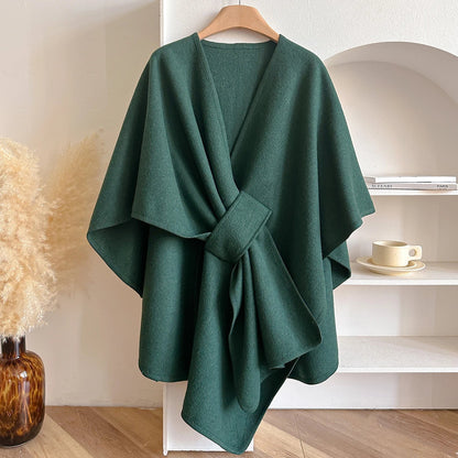 Wina Poncho | Draped Cape with Knot Detail