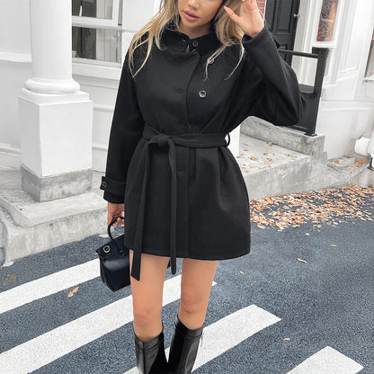 Wina Women's Overcoat | A-Line, Belted Polyester