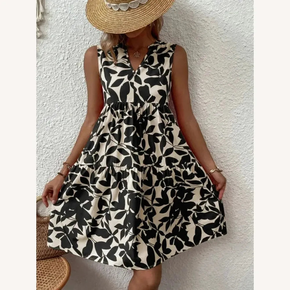 Women's Long Dress with V-Neck Floral Print – Elegant and Comfortable for Evening and Casual Occasions