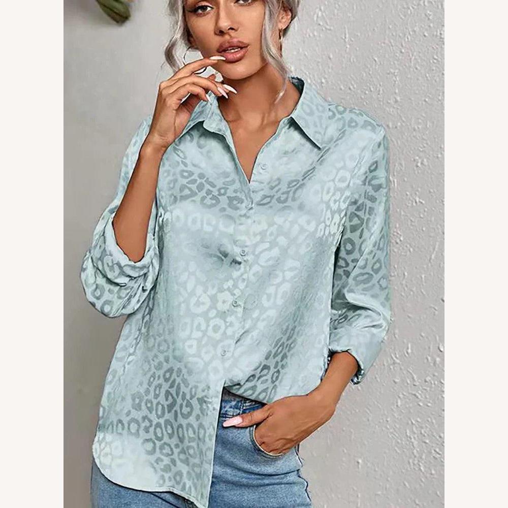 Variant image for Chemisier Satiné Léopard Femme à Manches Longues – Élégance Chic et Confort pour Toutes Occasions-31