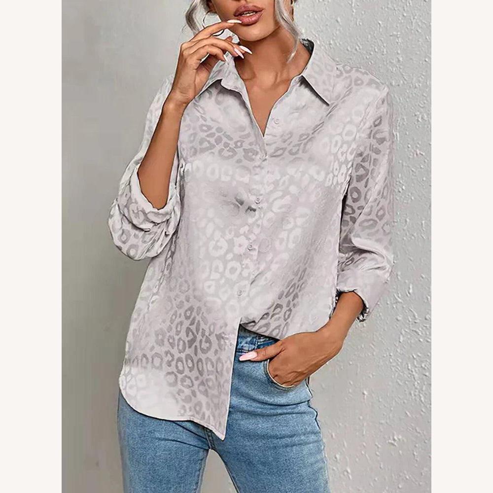 Variant image for Chemisier Satiné Léopard Femme à Manches Longues – Élégance Chic et Confort pour Toutes Occasions-11