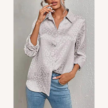 Variant image for Chemisier Satiné Léopard Femme à Manches Longues – Élégance Chic et Confort pour Toutes Occasions-11
