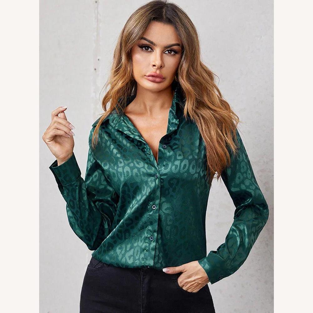 Variant image for Chemisier Satiné Léopard Femme à Manches Longues – Élégance Chic et Confort pour Toutes Occasions-21