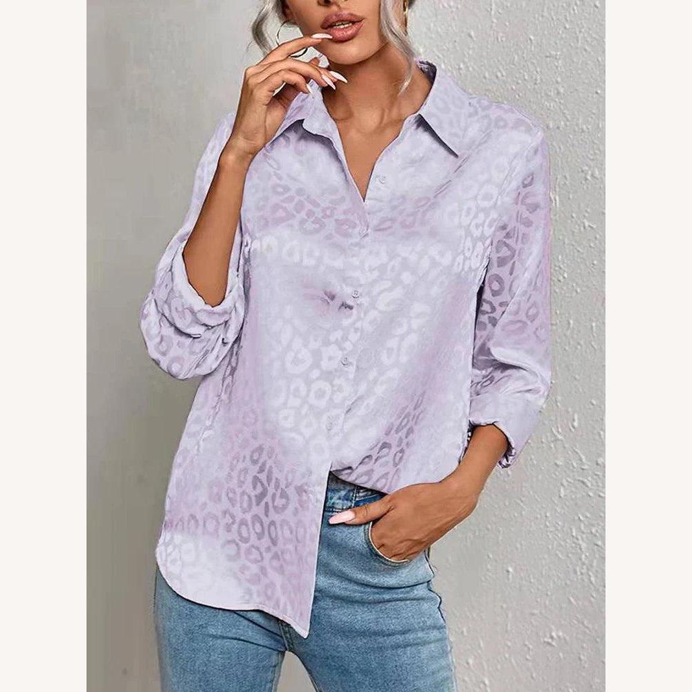 Variant image for Chemisier Satiné Léopard Femme à Manches Longues – Élégance Chic et Confort pour Toutes Occasions-56